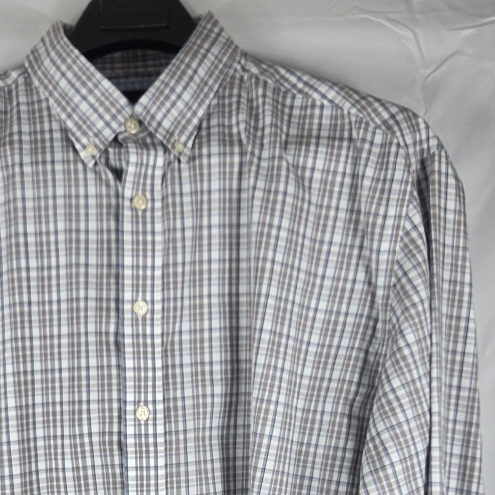 Jos A Bank Reserve Mens XL Traditional Fit Button Down Shirt Plaid‎ Cotton Blue